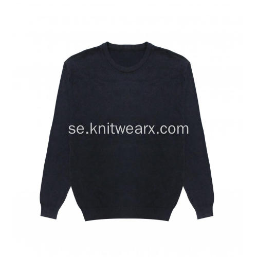 Stickad bomullskläder för män Stonewash Crewneck-tröja för män